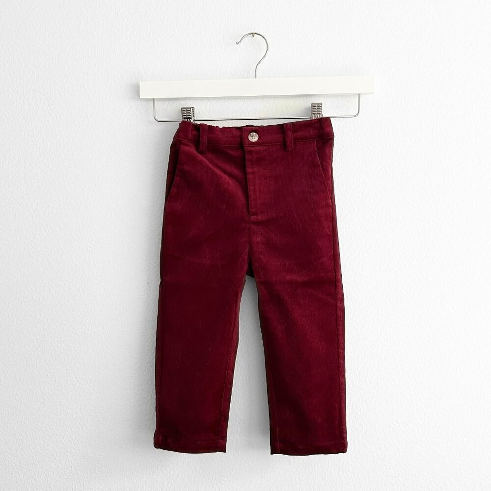 NWT Handsome Boys Long Sleeve Dress Shirt & Pants Fall Gingham Burgundy/Navy 2T - Picture 4 of 5